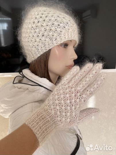 Шапки пуховые вязаные Ручная работа