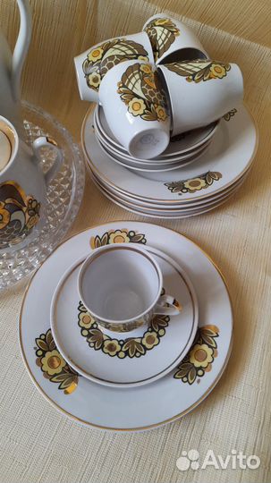 Винтажный кофейный сервиз Зозуля