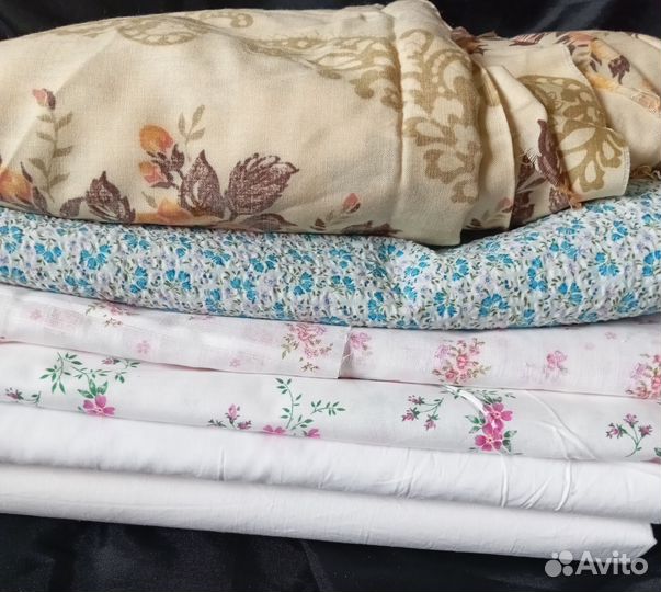 Постельное пакетом, отрезы ткани, шторы, тюль