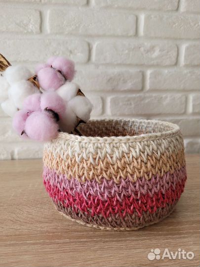 Корзина кашпо из джута