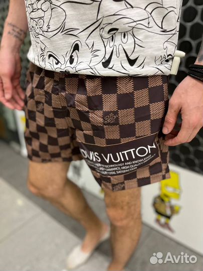 Шорты LV коричневые плавательные в шашечку