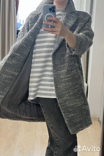 Женское пальто оверсайз Max&Co серый меланж