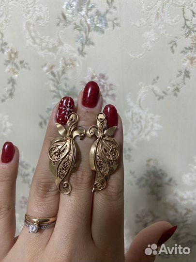 Золотые серьги жар-птица