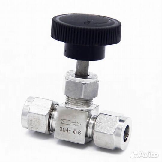 Кран игольчатый (обжимной) 8 мм нерж. сталь