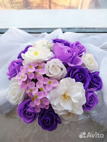 Роза,букет из мыла