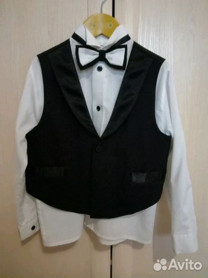 Рубашка белая и жилет праздничные, размер 32