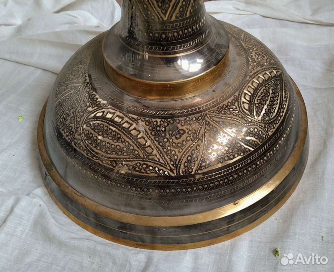 Ваза напольная большая из латуни с росписью