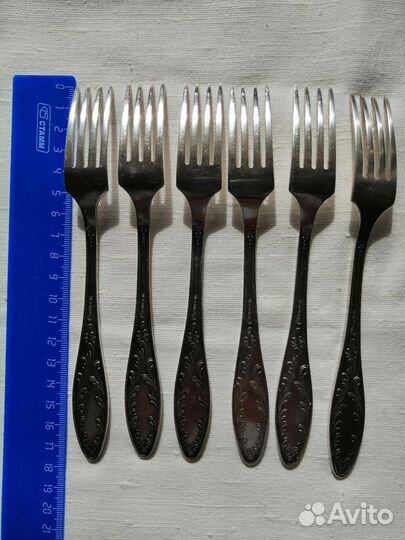 Вилки десертные мельхиор, стаканы для коктейлей