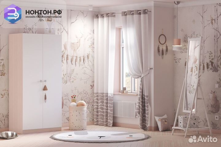 Шкаф двухдверный Polini kids Simple дуб пастельный