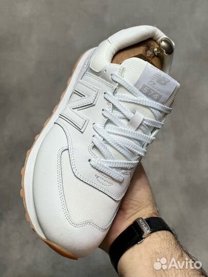 Кроссовки new balance 574 кожа/ белые/демисезон