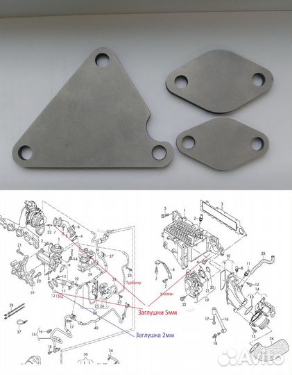 Заглушки EGR 2.0 TDI Tiguan/Kodiaq/Octavia/Q3/Q5