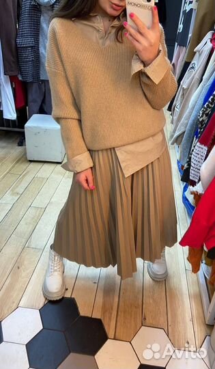 Юбка плиссе экокожа