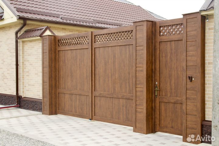 Ворота с калиткой распашные
