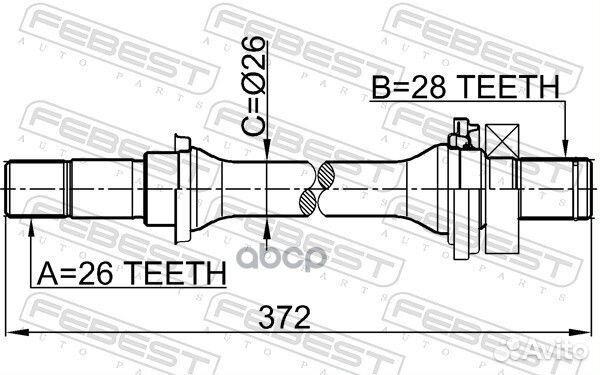 Полуось правая 26X372X28 2212spamt Febest