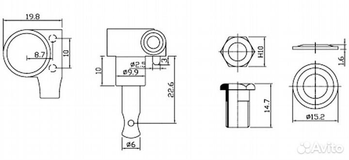 Локовые колки 6 в линию HC Tuner (Korea)