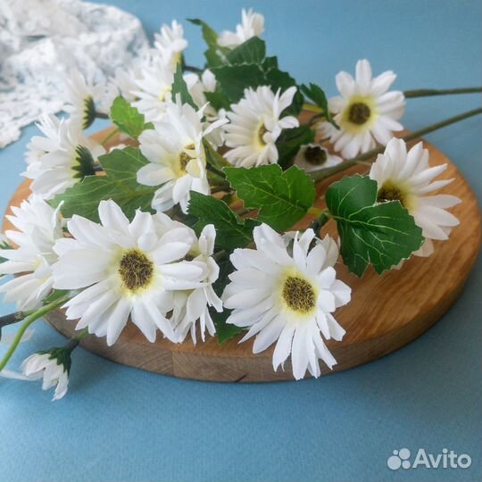 Ромашки искусственные Белые, в букете 8 голов, вет