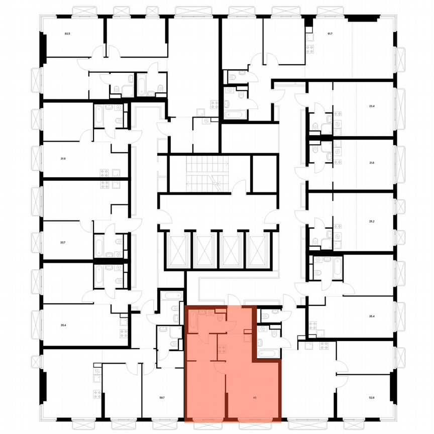 1-к. квартира, 43 м², 13/26 эт.