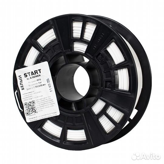 3D филамент PetG Белый 1кг (Пласт. катушка)