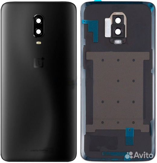 Задняя крышка для OnePlus 6T черная глянцевая (Mir