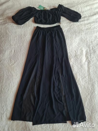 Пляжный костюм топ с юбкой