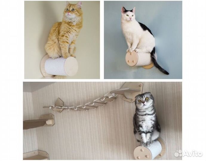Настенный комплекс (когтеточка, мостик) для кошек