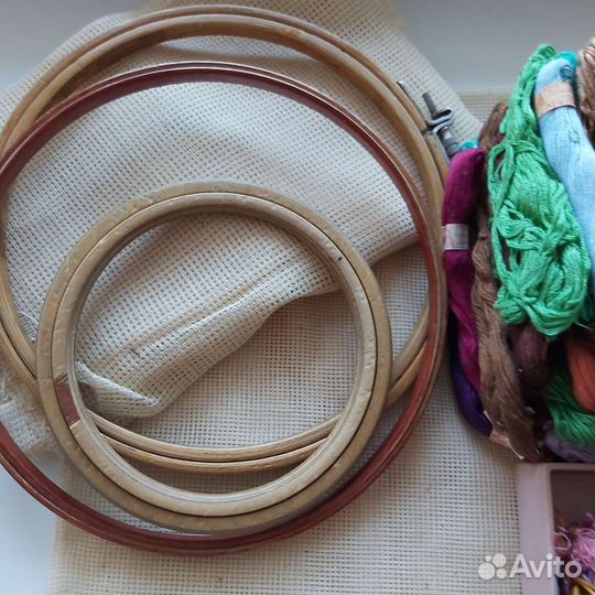 Пяльцы дерево, ткань