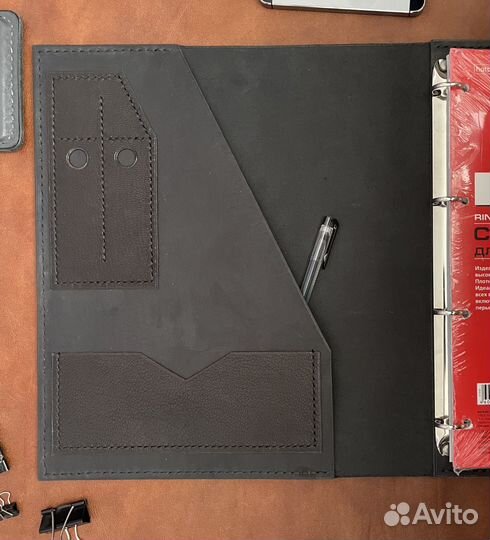 Кожаная Тетрадь А4 на кольцах