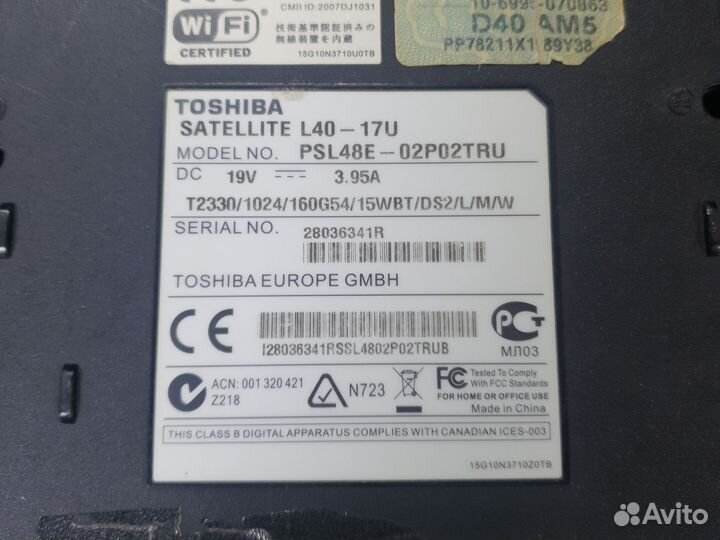 Ноутбук Toshiba Satellite L40-17U