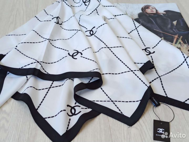 Платок Шелковый Chanel белый 6 расцветок