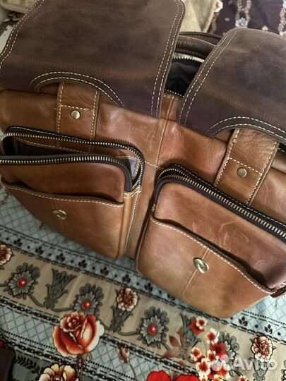 Мужской кожаный портфель ручной работы