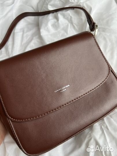 Женская кожаная коричневая сумка David Jones