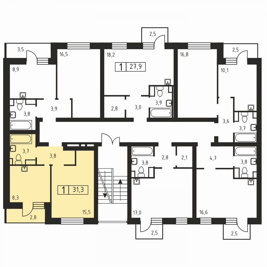 1-к. квартира, 31,3 м², 3/3 эт.