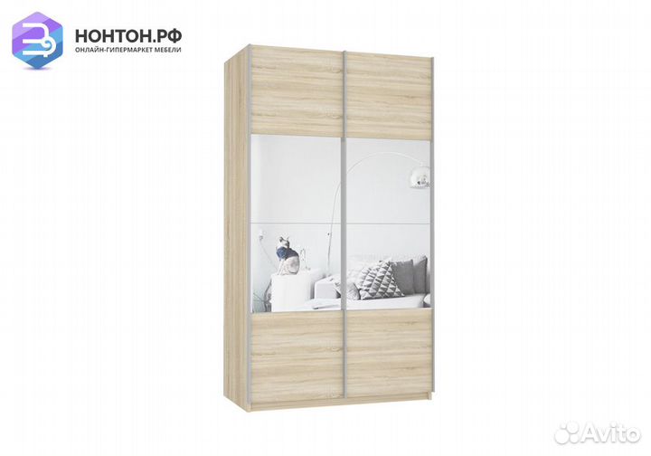 Шкаф-купе 2-х дверный с зеркалами Прайм сонома