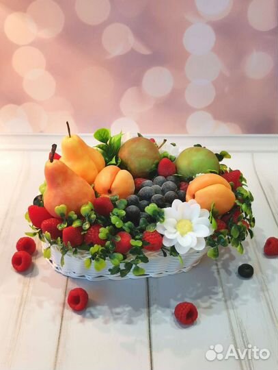 Интерьерные композиции.Корзина фруктов из мыла
