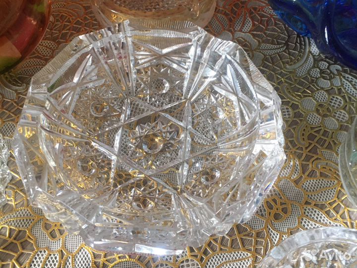 Пепельницы цветное стекло, хрусталь. Винтаж