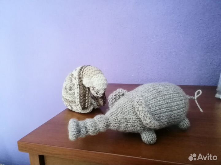 Вязаный слоник и Сплюш спицами вязаные игрушки