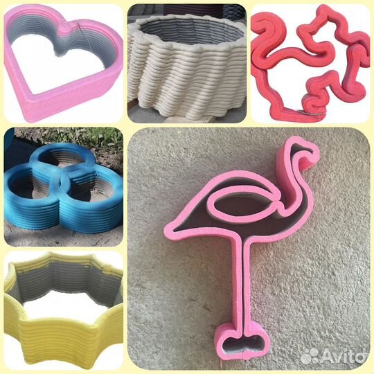 Бетонные вазоны, кашпо, модульные клумбы, фигуры