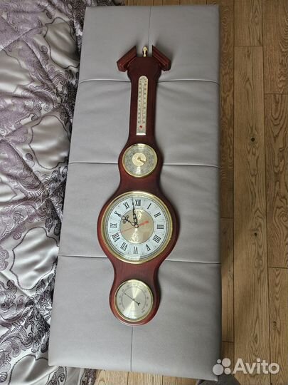 Метеостанция настенная+часы, дерево