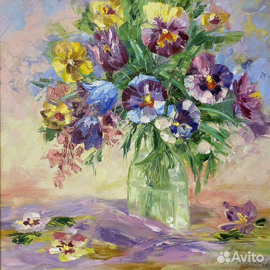 Картина маслом с цветами