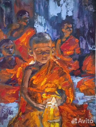 Картина маслом на холсте,Медитация