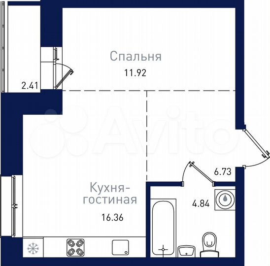 1-к. квартира, 42,3 м², 8/19 эт.