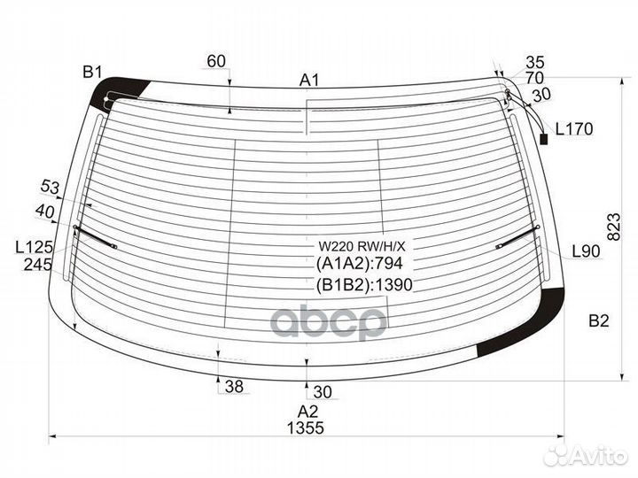 Стекло заднее с обогревом mercedes-benz S-class