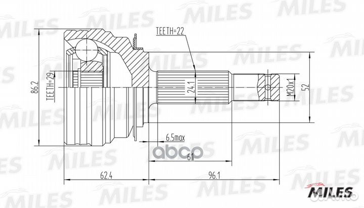 ШРУС наружный daewoo lanos 1.4-1.5 97- (без ABS