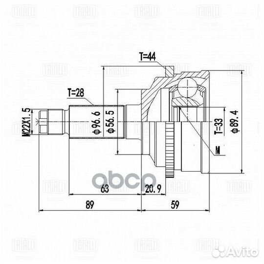 ШРУС наружный (33 шлица) GO 2519 Trialli