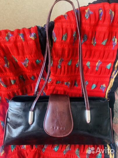 Сумка-багет натуральная кожа