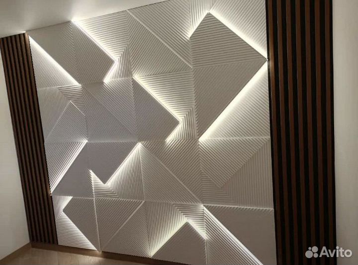 3D гипсовые панели с подсветкой