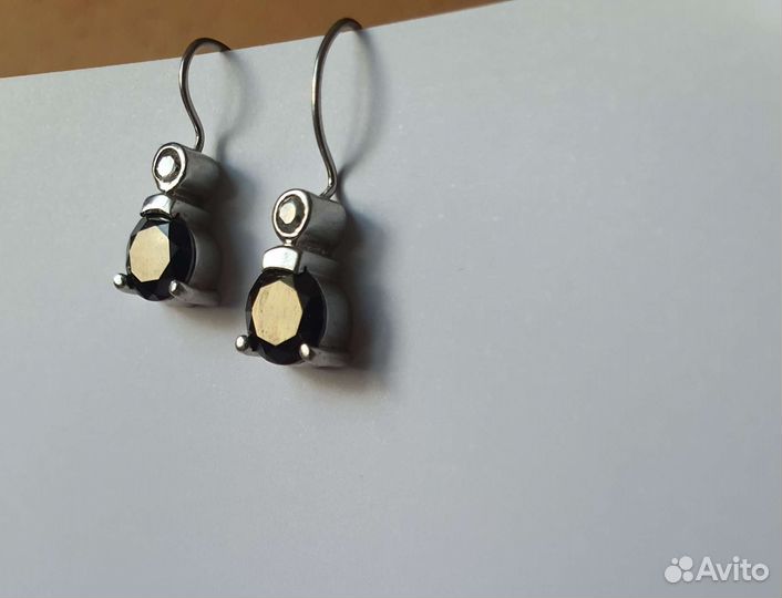 Серьги серебро 925 с ониксом