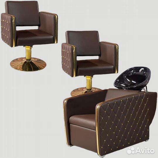 Парикмахерские кресла и комплект голдом с залатой