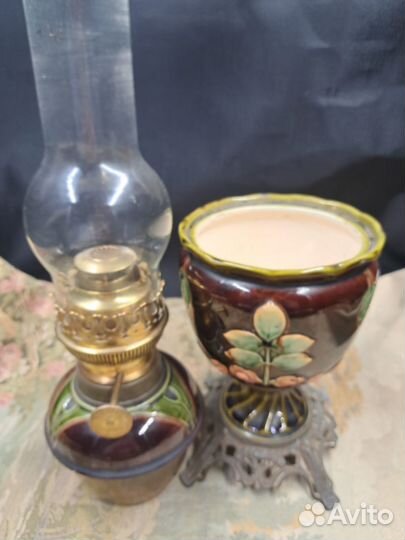 Керосинровая лама, корпус - майолика, Бельгия