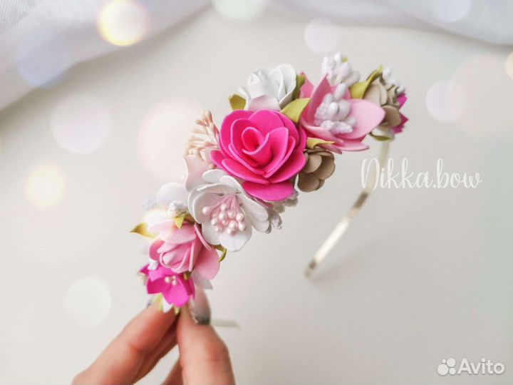 Ободки для девочек из цветов, ручная работа